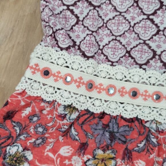 🔹️Altar'd State Red & Cream Sunwashed Boho Sleeveless Top Small - Picture 6 of 11